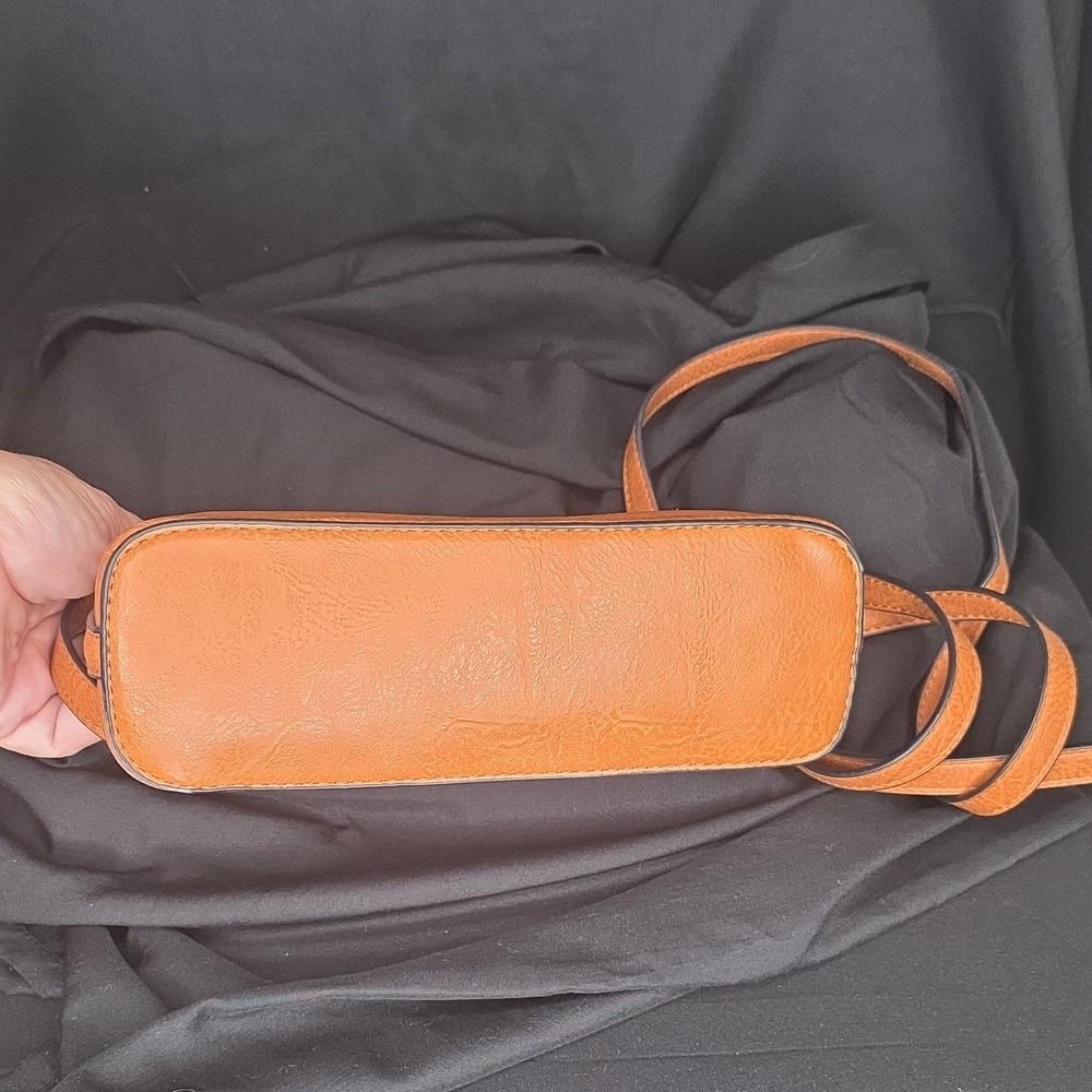 Sam & Hadley Brown Embossed Floral Cross Body Bag with Zipper and Pockets, Small - Picture 5 of 7
